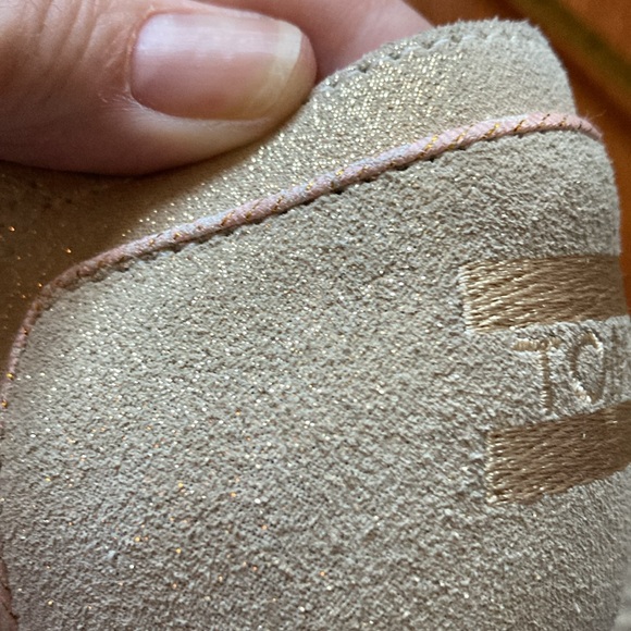 TOMS SHIMMER SINENNA GOLD WITH PINK TRIM Espadrille Sandal Wedges size 7.5 W - Picture 8 of 10